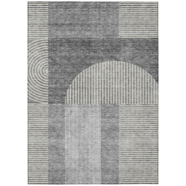 HomeRoots 5' Modern Gray Silver Geometric Area Rug - Indoor Outdoor Durable, Washable, Stylish & Versatile 5' X 8' 582717