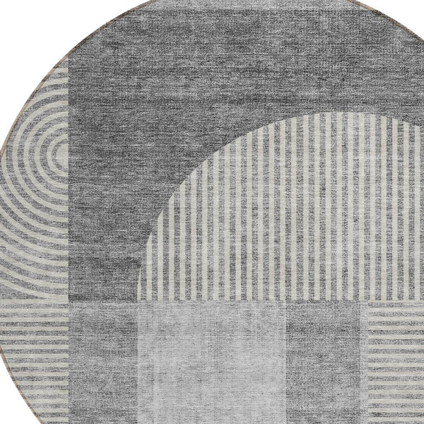 Homeroots 3' Blush Pink And Mauve Geometric Washable Area Rug For Stylish Indoor And Outdoor Spaces 8' Round Polyester 582718