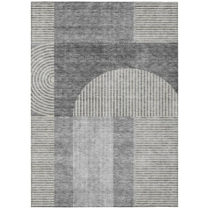 HomeRoots 5' Modern Gray Silver Geometric Area Rug - Indoor Outdoor Durable, Washable, Stylish & Versatile 8' X 10' 582719