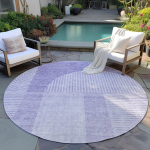 Homeroots 3' Blush Pink And Mauve Geometric Washable Area Rug For Stylish Indoor And Outdoor Spaces 8' Round Polyester 582724