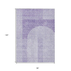 Homeroots 3' Blush Pink And Mauve Geometric Washable Area Rug For Stylish Indoor And Outdoor Spaces 8' X 10' Polyester 582725