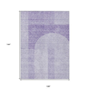 Homeroots 3' Blush Pink And Mauve Geometric Washable Area Rug For Stylish Indoor And Outdoor Spaces 9' X 12' Polyester 582726