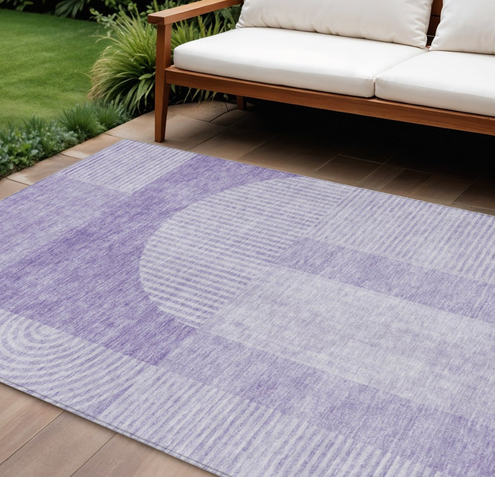 HomeRoots 9' Stylish Geometric Lavender and Purple Washable Area Rug for Indoor and Outdoor Spaces 9' X 12' 582726