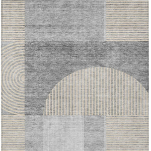 Homeroots 3' Blush Pink And Mauve Geometric Washable Area Rug For Stylish Indoor And Outdoor Spaces 5' X 8' Polyester 582729