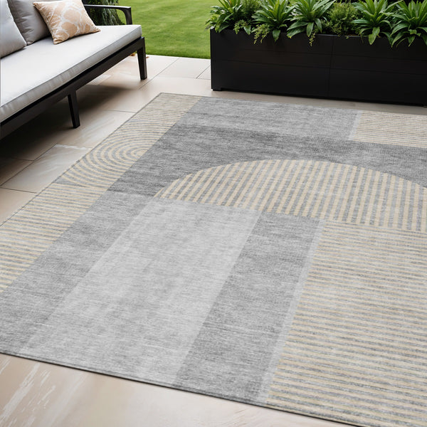 Homeroots 3' Blush Pink And Mauve Geometric Washable Area Rug For Stylish Indoor And Outdoor Spaces 5' X 8' Polyester 582729