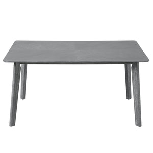 English Elm Retro Dining Table for 6 — Minimalist Rectangular MDF Top with LVL Rubberwood Legs, 220lb Capacity, Modern Dining centerpiece Gray N752P294999E