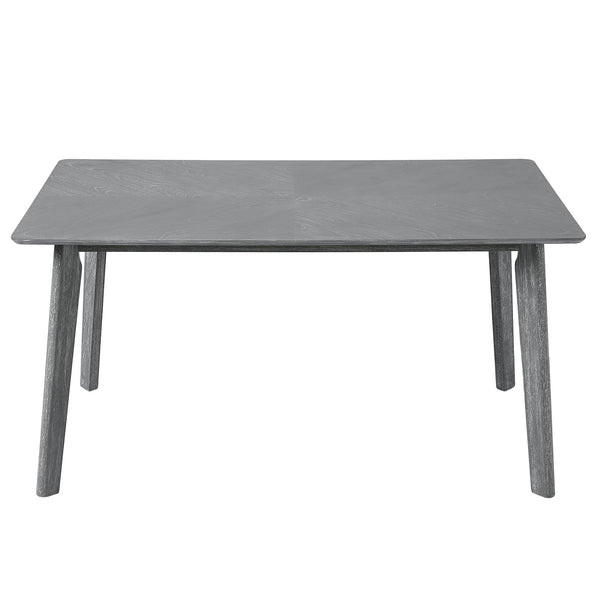 English Elm Retro Dining Table for 6 — Minimalist Rectangular MDF Top with LVL Rubberwood Legs, 220lb Capacity, Modern Dining centerpiece Gray N752P294999E