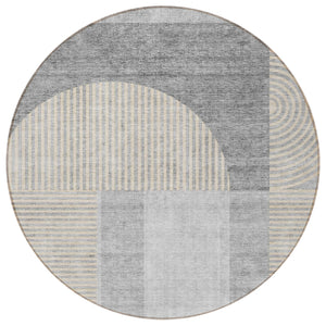 Homeroots 3' Blush Pink And Mauve Geometric Washable Area Rug For Stylish Indoor And Outdoor Spaces 8' Round Polyester 582730