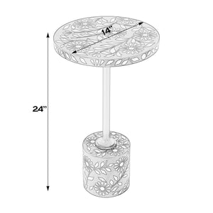 Butler Specialty Bethel Exquisite Round Bone Inlay Side Table With Gold Iron Stem For Timeless Elegance In Decor Blue Mdf,Iron,Bone,Resin 5827319-butler