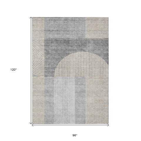 Homeroots 3' Blush Pink And Mauve Geometric Washable Area Rug For Stylish Indoor And Outdoor Spaces 8' X 10' Polyester 582731