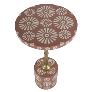 Butler Specialty Bethel Exquisite Round Bone Inlay Side Table With Gold Iron Stem For Timeless Elegance In Decor Pink Mdf,Iron,Bone,Resin 5827323-butler