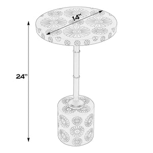 Butler Specialty Bethel Exquisite Round Bone Inlay Side Table With Gold Iron Stem For Timeless Elegance In Decor Pink Mdf,Iron,Bone,Resin 5827323-butler