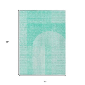 Homeroots 3' Blush Pink And Mauve Geometric Washable Area Rug For Stylish Indoor And Outdoor Spaces 5' X 8' Polyester 582735