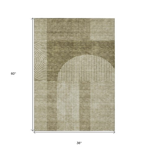 Homeroots 3' Blush Pink And Mauve Geometric Washable Area Rug For Stylish Indoor And Outdoor Spaces 3' X 5' Polyester 582740