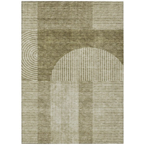 HomeRoots 9' Durable Taupe Beige and Tan Geometric Area Rug - Stylish, Washable for Indoor and Outdoor Use 9' X 12' 582744