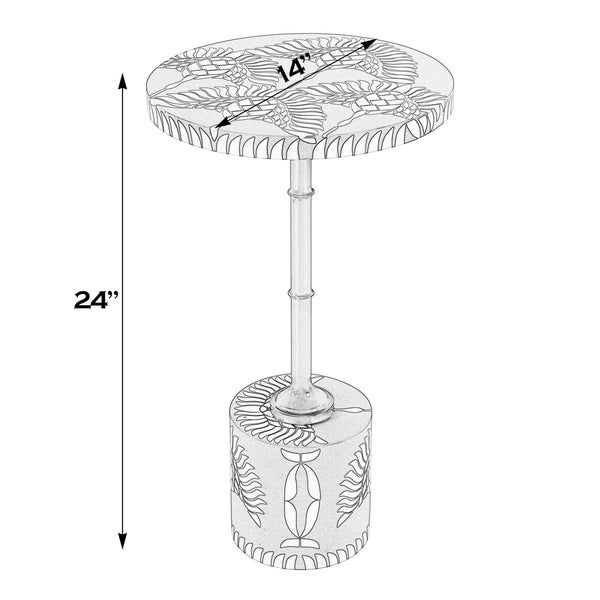 Butler Specialty Bethel Exquisite Round Bone Inlay Side Table With Gold Iron Stem For Timeless Elegance In Decor Teal Mdf,Iron,Bone,Resin 5827481-butler