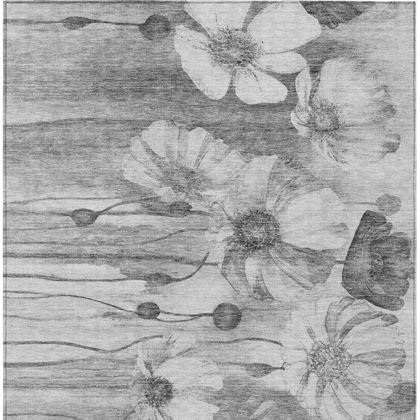 Homeroots 3' Denim Blue Floral Washable Area Rug - Perfect For Indoor Outdoor Spaces, Stain Resistant Design 3' X 5' Polyester 582752