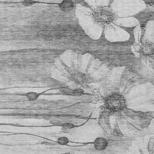 Homeroots 3' Denim Blue Floral Washable Area Rug - Perfect For Indoor Outdoor Spaces, Stain Resistant Design 5' X 8' Polyester 582753