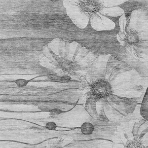 Homeroots 3' Denim Blue Floral Washable Area Rug - Perfect For Indoor Outdoor Spaces, Stain Resistant Design 8' X 10' Polyester 582755