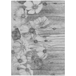 Homeroots 3' Denim Blue Floral Washable Area Rug - Perfect For Indoor Outdoor Spaces, Stain Resistant Design 9' X 12' Polyester 582756
