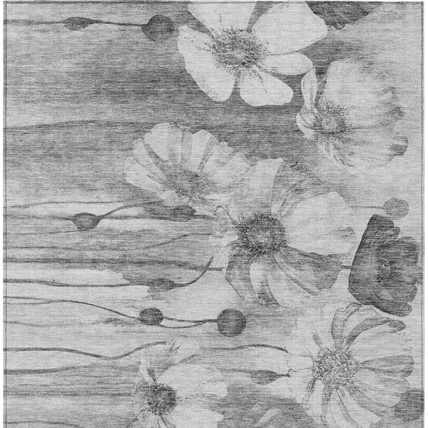 Homeroots 3' Denim Blue Floral Washable Area Rug - Perfect For Indoor Outdoor Spaces, Stain Resistant Design 9' X 12' Polyester 582756