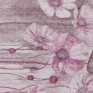 Homeroots 3' Denim Blue Floral Washable Area Rug - Perfect For Indoor Outdoor Spaces, Stain Resistant Design 5' X 8' Polyester 582759