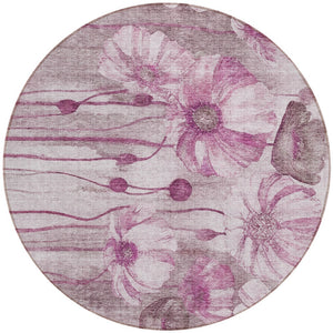 Homeroots 3' Denim Blue Floral Washable Area Rug - Perfect For Indoor Outdoor Spaces, Stain Resistant Design 8' Round Polyester 582760