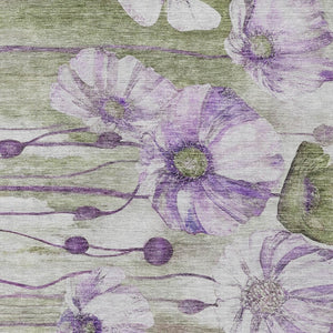 Homeroots 3' Denim Blue Floral Washable Area Rug - Perfect For Indoor Outdoor Spaces, Stain Resistant Design 3' X 5' Polyester 582764