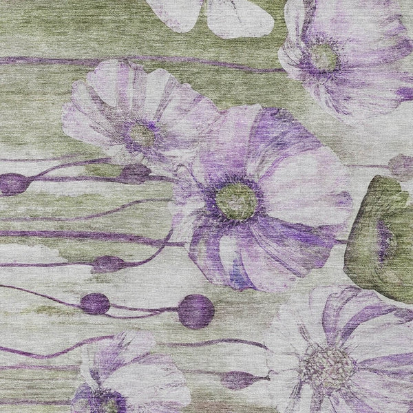 Homeroots 3' Denim Blue Floral Washable Area Rug - Perfect For Indoor Outdoor Spaces, Stain Resistant Design 3' X 5' Polyester 582764