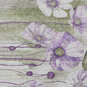 Homeroots 3' Denim Blue Floral Washable Area Rug - Perfect For Indoor Outdoor Spaces, Stain Resistant Design 5' X 8' Polyester 582765