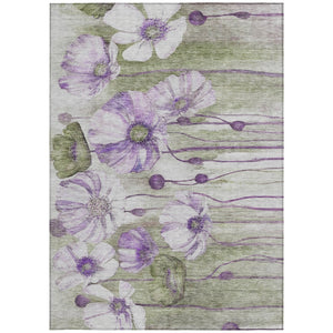 Homeroots 3' Denim Blue Floral Washable Area Rug - Perfect For Indoor Outdoor Spaces, Stain Resistant Design 9' X 12' Polyester 582768