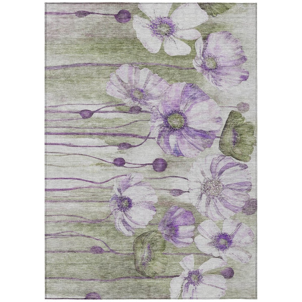 HomeRoots 5' Refreshing Purple and Lavender Floral Washable Area Rug for Indoor and Outdoor Spaces 10' X 14' 582769