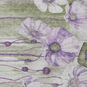 Homeroots 3' Denim Blue Floral Washable Area Rug - Perfect For Indoor Outdoor Spaces, Stain Resistant Design 10' X 14' Polyester 582769