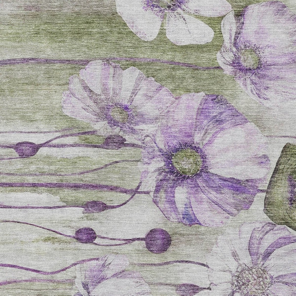 Homeroots 3' Denim Blue Floral Washable Area Rug - Perfect For Indoor Outdoor Spaces, Stain Resistant Design 10' X 14' Polyester 582769