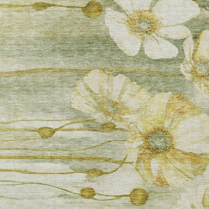 Homeroots 3' Denim Blue Floral Washable Area Rug - Perfect For Indoor Outdoor Spaces, Stain Resistant Design 3' X 5' Polyester 582770