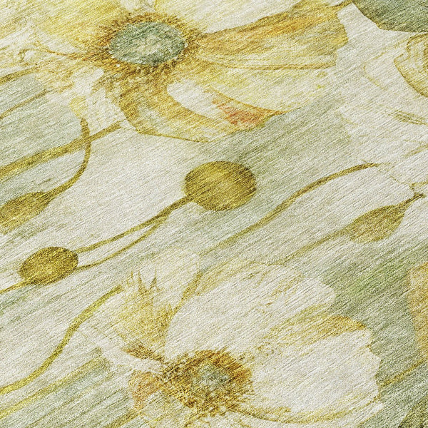 Homeroots 3' Denim Blue Floral Washable Area Rug - Perfect For Indoor Outdoor Spaces, Stain Resistant Design 3' X 5' Polyester 582770