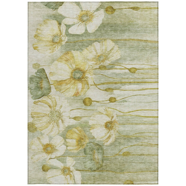 Homeroots 3' Denim Blue Floral Washable Area Rug - Perfect For Indoor Outdoor Spaces, Stain Resistant Design 8' X 10' Polyester 582773