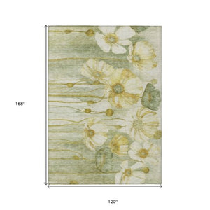 Homeroots 3' Denim Blue Floral Washable Area Rug - Perfect For Indoor Outdoor Spaces, Stain Resistant Design 10' X 14' Polyester 582775