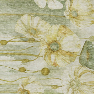 Homeroots 3' Denim Blue Floral Washable Area Rug - Perfect For Indoor Outdoor Spaces, Stain Resistant Design 10' X 14' Polyester 582775