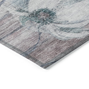 Homeroots 3' Denim Blue Floral Washable Area Rug - Perfect For Indoor Outdoor Spaces, Stain Resistant Design 3' X 5' Polyester 582776