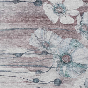 Homeroots 3' Denim Blue Floral Washable Area Rug - Perfect For Indoor Outdoor Spaces, Stain Resistant Design 3' X 5' Polyester 582776