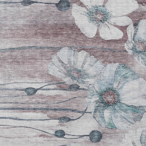 Homeroots 3' Denim Blue Floral Washable Area Rug - Perfect For Indoor Outdoor Spaces, Stain Resistant Design 3' X 5' Polyester 582776