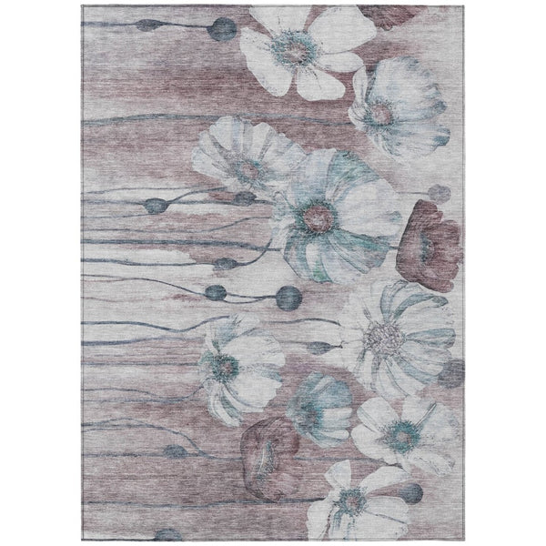 HomeRoots 9' Teal Blue Aqua Floral Area Rug - Durable, Washable, Indoor/Outdoor Comfort for High-Traffic Spaces 9' X 12' 582780