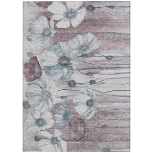 Homeroots 3' Denim Blue Floral Washable Area Rug - Perfect For Indoor Outdoor Spaces, Stain Resistant Design 10' X 14' Polyester 582781