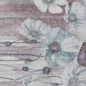 Homeroots 3' Denim Blue Floral Washable Area Rug - Perfect For Indoor Outdoor Spaces, Stain Resistant Design 10' X 14' Polyester 582781