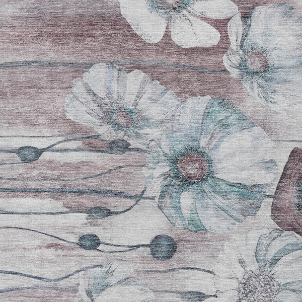 Homeroots 3' Denim Blue Floral Washable Area Rug - Perfect For Indoor Outdoor Spaces, Stain Resistant Design 10' X 14' Polyester 582781