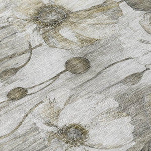 Homeroots 3' Denim Blue Floral Washable Area Rug - Perfect For Indoor Outdoor Spaces, Stain Resistant Design 3' X 5' Polyester 582782