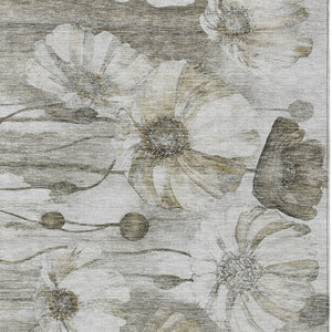 Homeroots 3' Denim Blue Floral Washable Area Rug - Perfect For Indoor Outdoor Spaces, Stain Resistant Design 5' X 8' Polyester 582783
