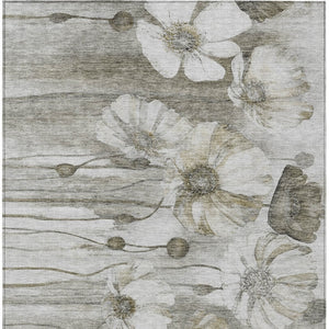 Homeroots 3' Denim Blue Floral Washable Area Rug - Perfect For Indoor Outdoor Spaces, Stain Resistant Design 8' X 10' Polyester 582785