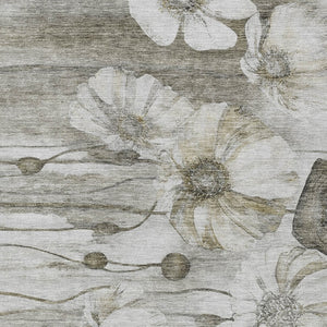 Homeroots 3' Denim Blue Floral Washable Area Rug - Perfect For Indoor Outdoor Spaces, Stain Resistant Design 8' X 10' Polyester 582785